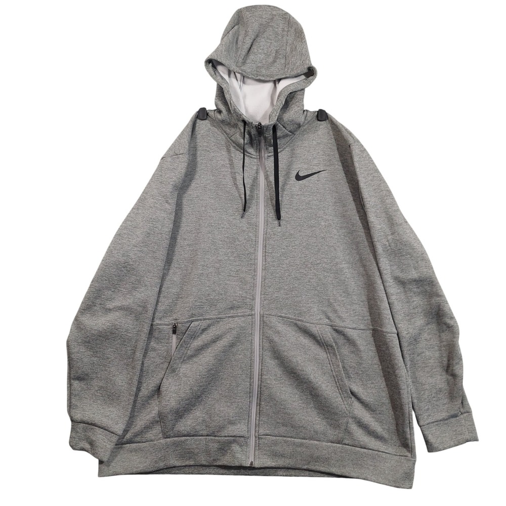 Nike Full Zip Hoodie Men XXL Gray Dri-FIT Fleece CU6231-063 Heathered Sweatshirt